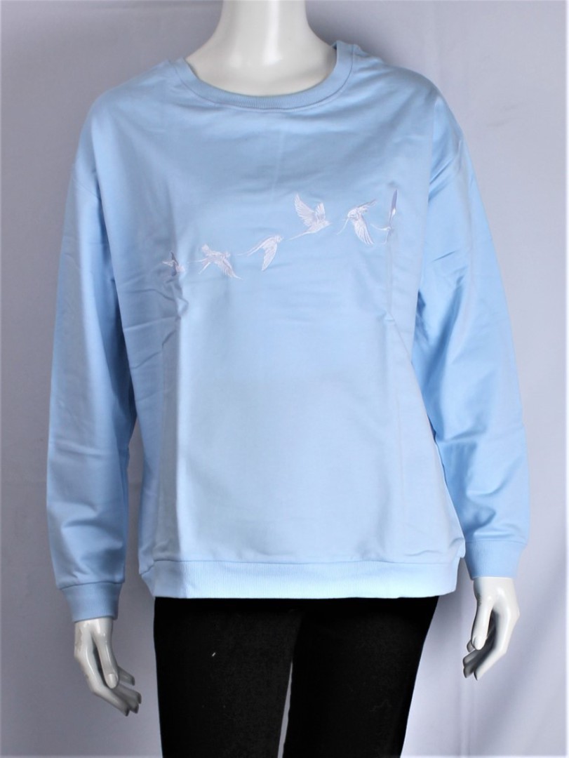 Alice & Lily sweatshirt w embroidered swallows blue STYLE : AL-SW/SS/BLU image 0